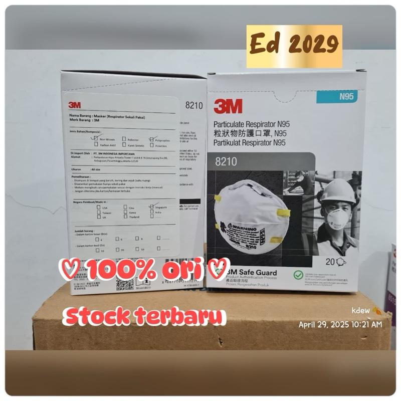 3M Masker N95 Type 8210 Original 1 Box Isi 20 Pcs